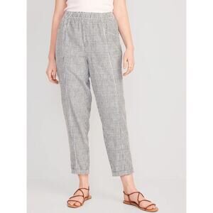 Old Navy Gray Striped Cropped Linen Blend Pants Size Medium